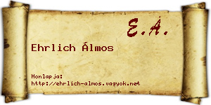 Ehrlich Álmos névjegykártya